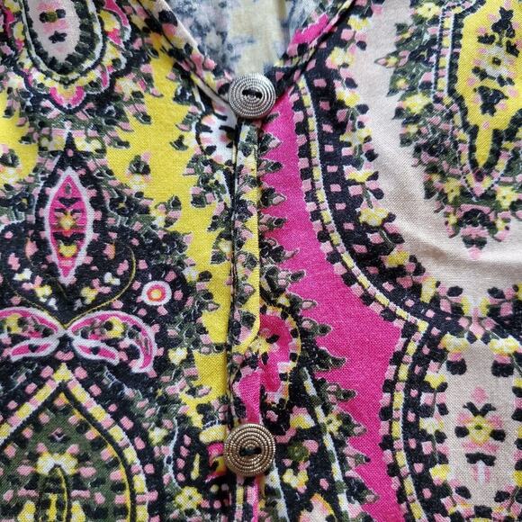 Blue Rain Long Sleeve Casual Paisley Print Shirt Boho Size S - Picture 5 of 6